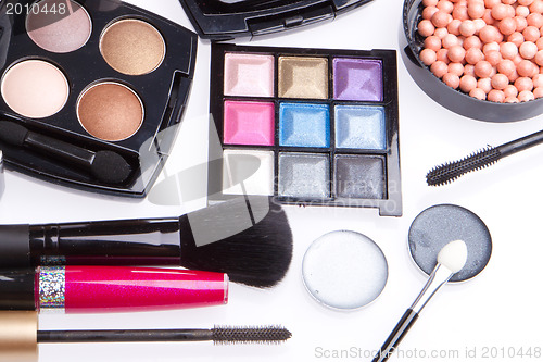 Image of set of cosmetic makeup products