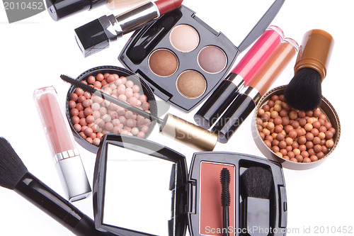 Image of set of cosmetic makeup products