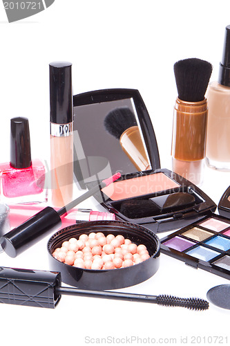 Image of set of cosmetic makeup products