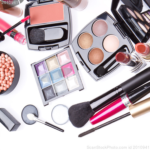 Image of set of cosmetic makeup products