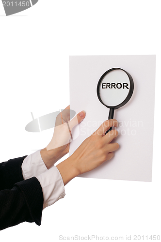 Image of paper with description of error