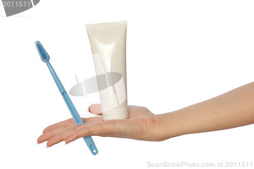 Image of Toothpaste and toothbrush