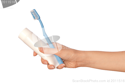 Image of Toothpaste and toothbrush