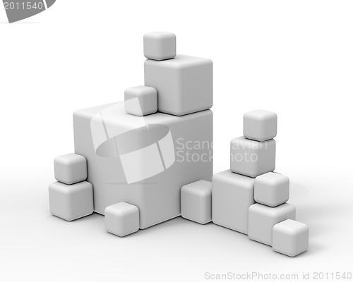 Image of Big and small white cubes