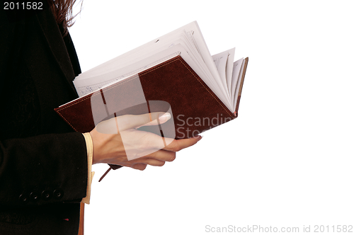 Image of business woman read notes