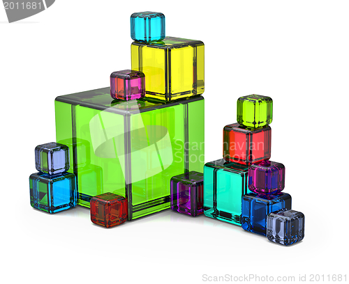 Image of Colored rendered cubes