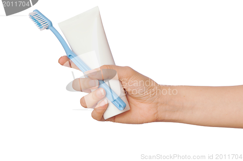 Image of Toothpaste and toothbrush