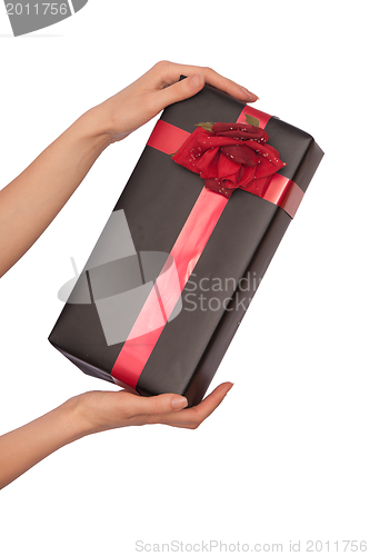 Image of gift with red rose