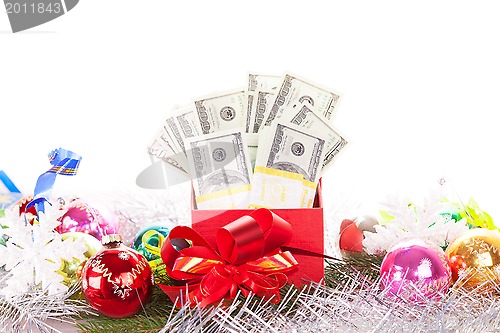 Image of gift box with money
