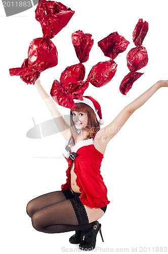 Image of Beautiful and sexy christmas woman