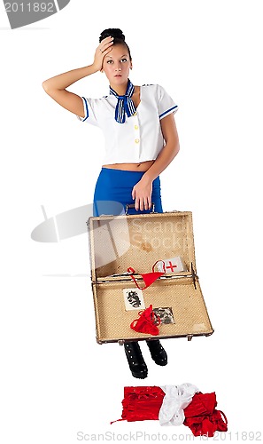 Image of Young beautiful air hostess