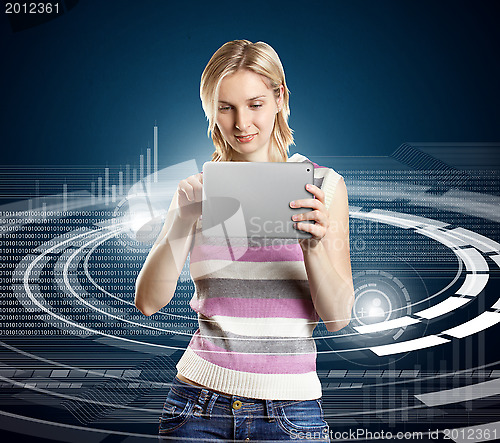 Image of Woman With Touch Pad