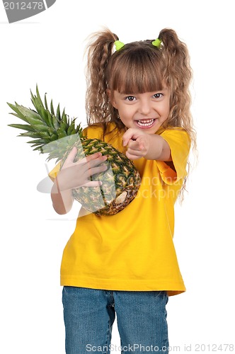 Image of Little girl with pineapple