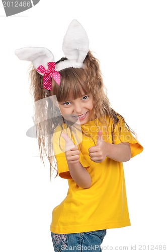 Image of Little girl with bunny ears