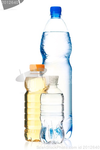 Image of Bottled green tea and water