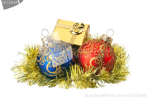 Image of Christmas baubles and gift box