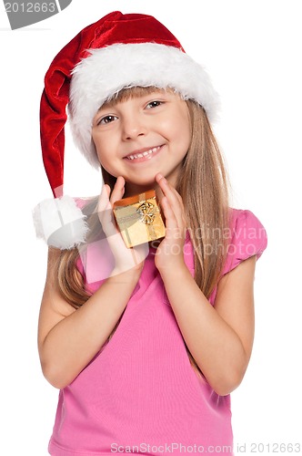 Image of Little girl with gift box