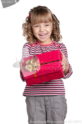 Image of Little girl with gift box