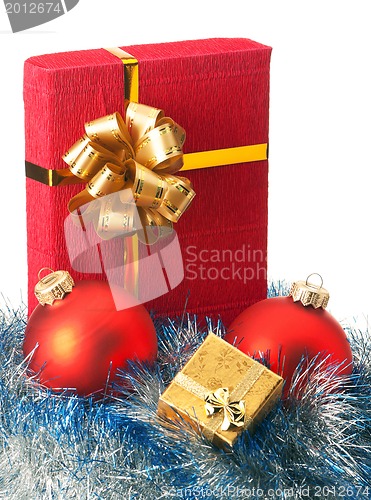 Image of Christmas baubles and gift box