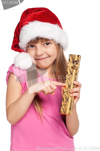 Image of Little girl with gift box