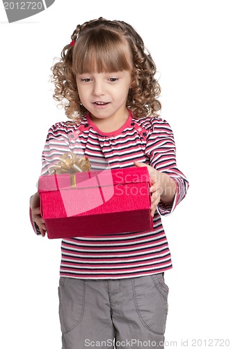 Image of Little girl with gift box