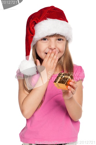 Image of Little girl with gift box