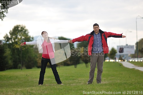 Image of happy couple outdoor