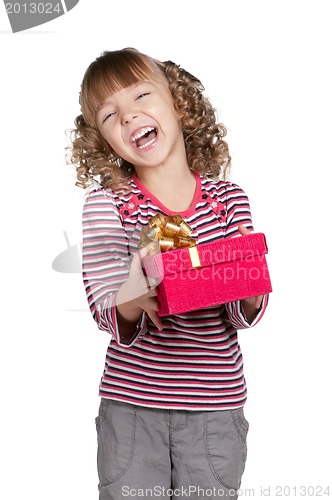 Image of Little girl with gift box
