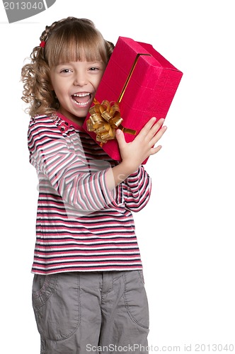 Image of Little girl with gift box