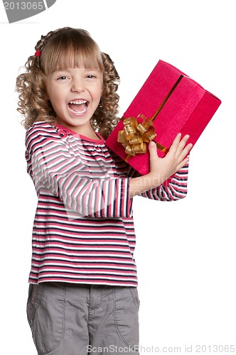 Image of Little girl with gift box