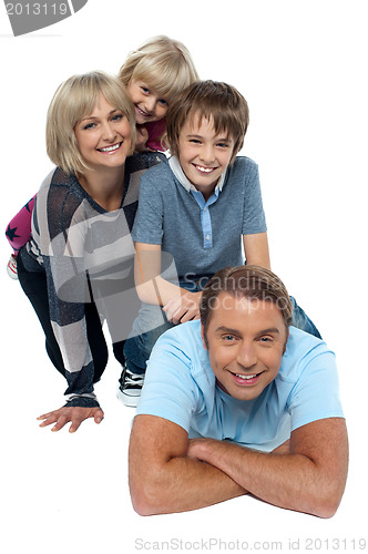 Image of Fun loving family exhibiting great bonding