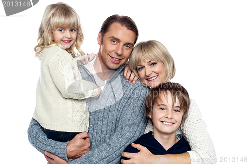 Image of Family portrait of a couple with their two children