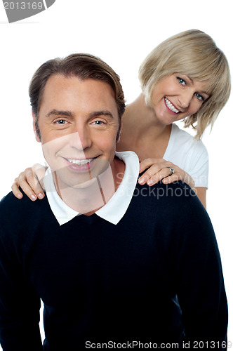 Image of Love couple posing casually in front of camera