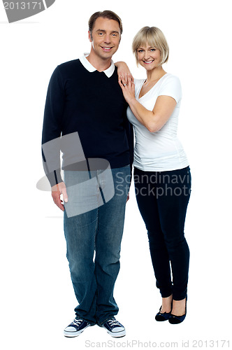 Image of Casual portrait of trendy middle aged love couple