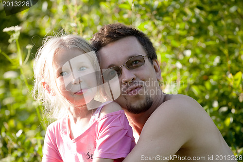 Image of father and daughter funny portrait