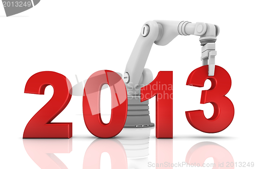 Image of Industrial robotic arm building 2013 year