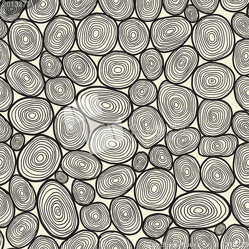 Image of Seamless circles hand-drawn pattern, circles background.