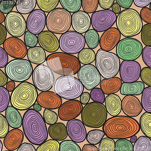 Image of Seamless circles hand-drawn pattern, circles background.