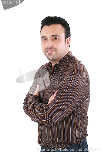 Image of Handsome man casually posing with arms crossed 