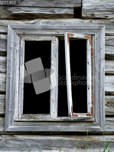 Image of Window in ruined wooden building