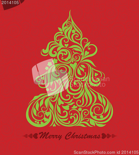 Image of Vector card with christmas tree