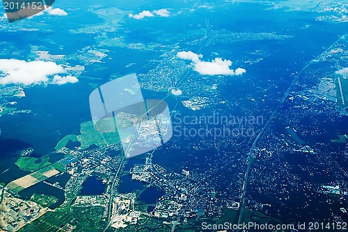 Image of aerial view of town