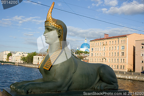 Image of Famous mythical Scythians on the bridges in the city of St. Petersburg. Russia.