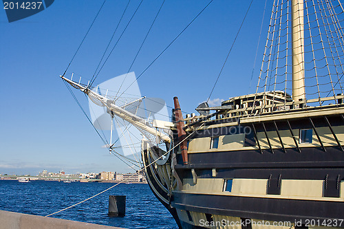 Image of Sailboat in the embankment of the Neva river. St. Petersburg. Russia.