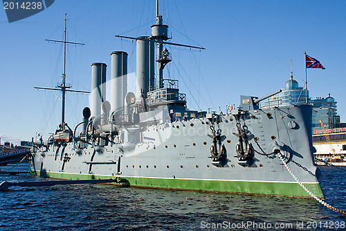 Image of The symbol of the communist uprising in Russia - the Cruiser "Aurora". St. Petersburg. Russia.