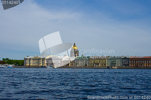Image of embankment of the Neva river. View of the city of St. Petersburg. Russia.