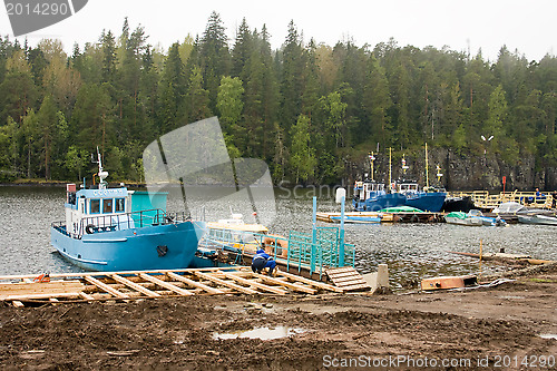 Image of Construction of the pier of the island of Valaam St. Petersburg. Russia