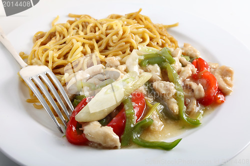 Image of Chicken noodles and fork