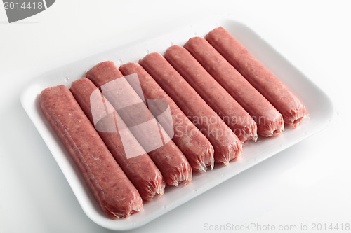 Image of beef sausages on a tray