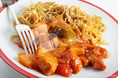 Image of Chicken sweet and sour with fork
